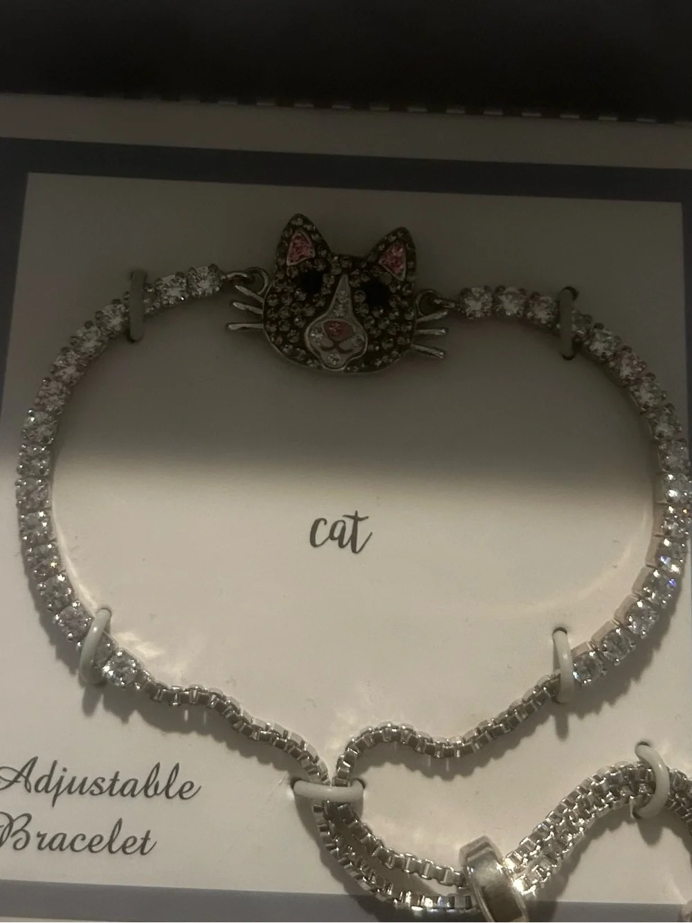 Silver Tone Kitty Cubic Zirconia Braclet “NWT”